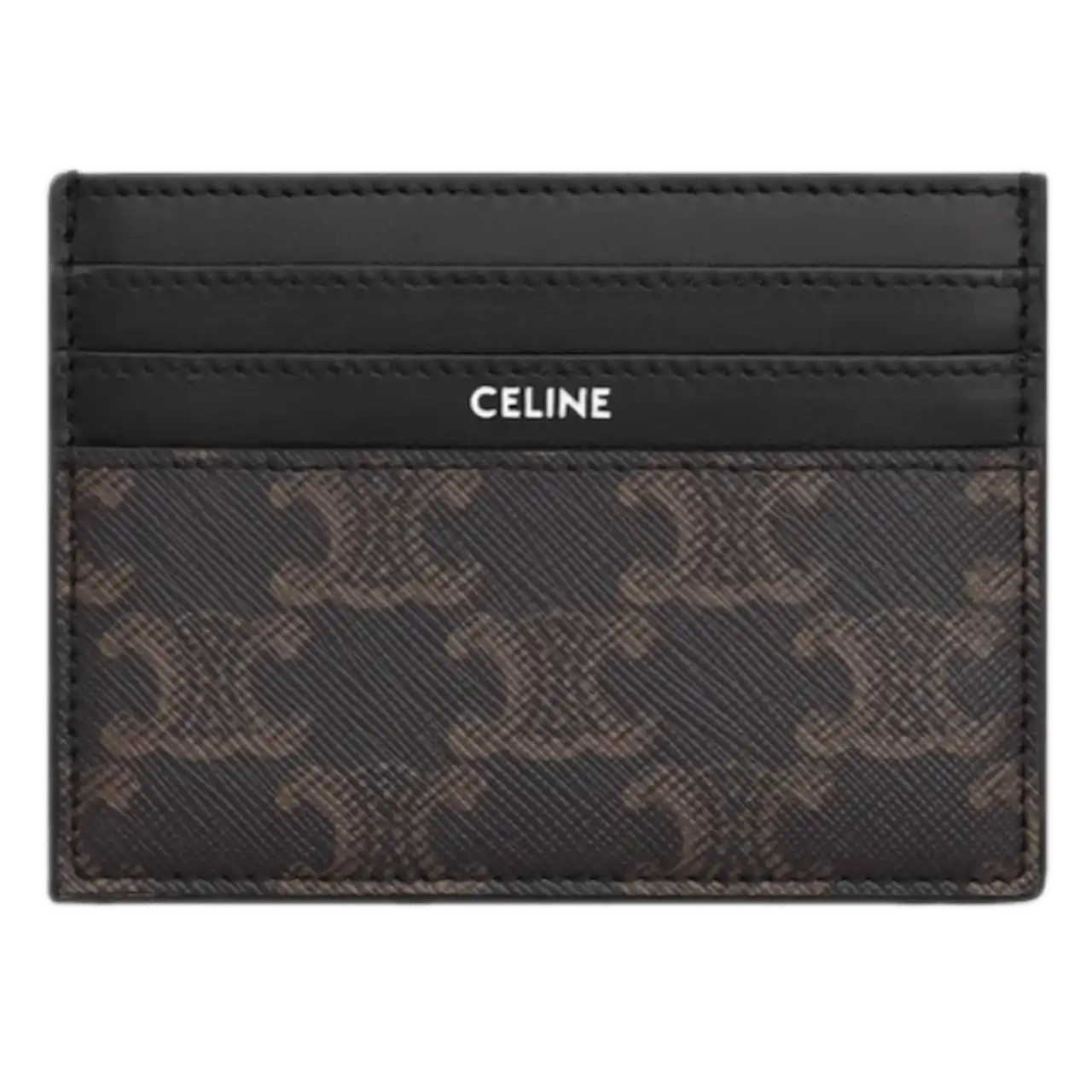 Celine Large Card Holder In Triomphe Canvas and Calfskin
