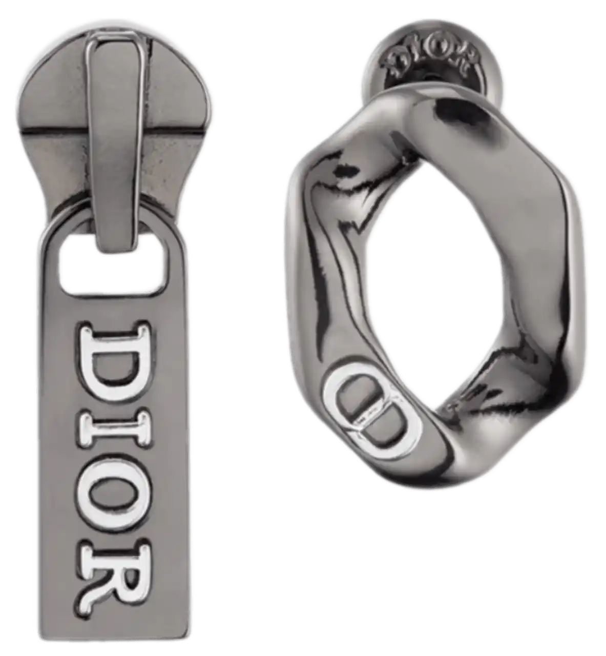 Dior Contrast Earrings - Ruthenium- and Silver-Finish Brass