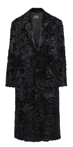 Prada Single-breasted Leather Coat - Black