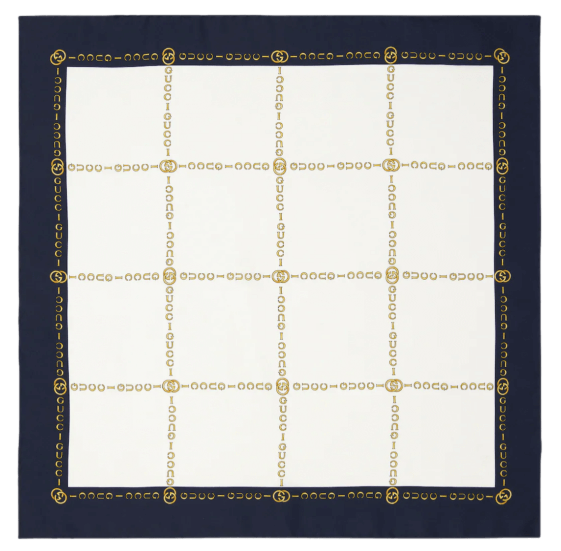 Gucci Interlocking G Gucci Chain Silk Pocket Square - Ivory
