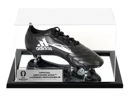 UEFA 2024 Zinedine Zidane Official Black Adidas Boot In Acrylic Case