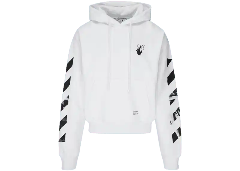 Off-White Diagonal Stripes Caravaggio Saint Jerome Writing Arrows Hoodie - White/Black