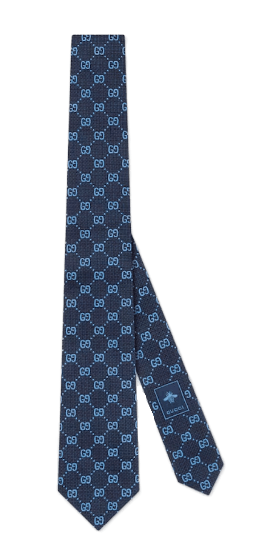 Gucci GG Silk Jacquard Tie - Navy/Light Blue