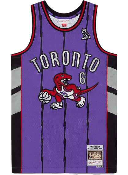 OVO Mitchell And Ness '95 Raptors Basketball Jersey Men's - Purple/Back