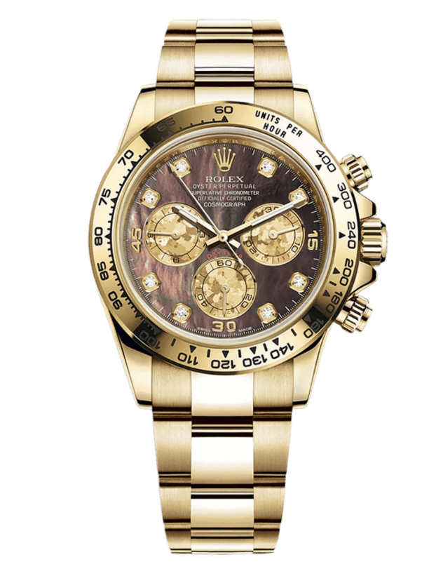 Rolex Daytona Mother of Pearl Black Diamond Dial - 40mm, Yellow Gold (2020)