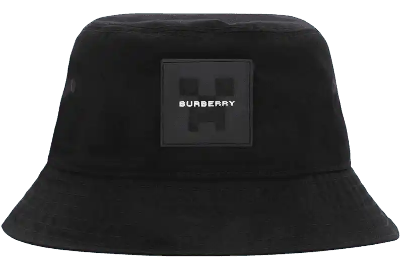 Burberry x Minecraft Logo Applique Cotton Gabardine Bucket Hat - Black