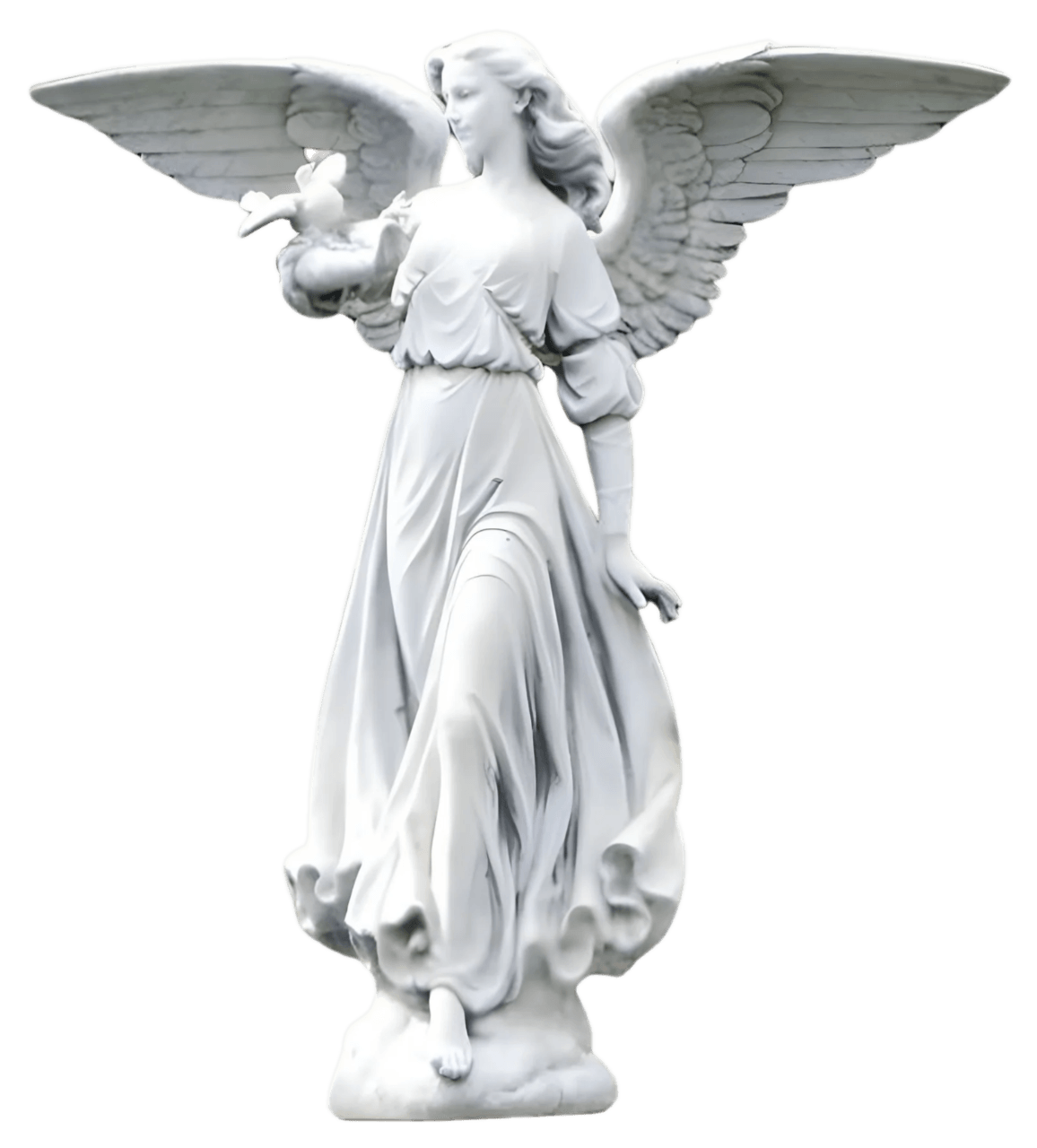 Gentle Dove Angel Marble Outdoor Sculpture - 180cm
