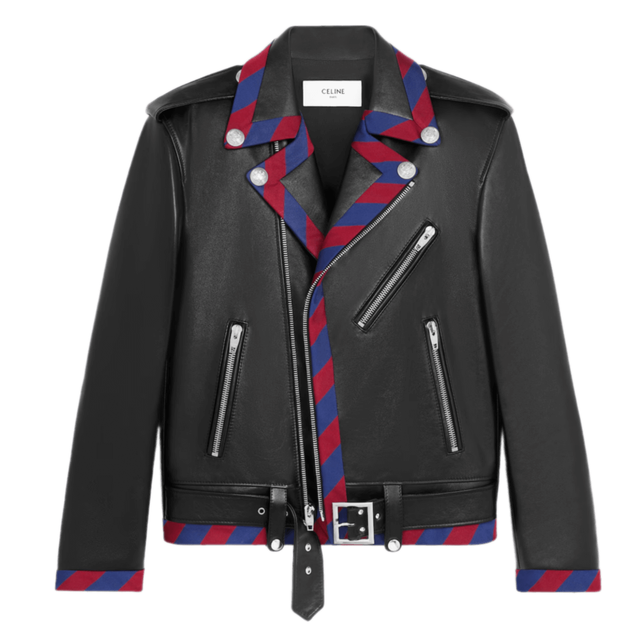 Celine Braided Biker In Calfskin - Black