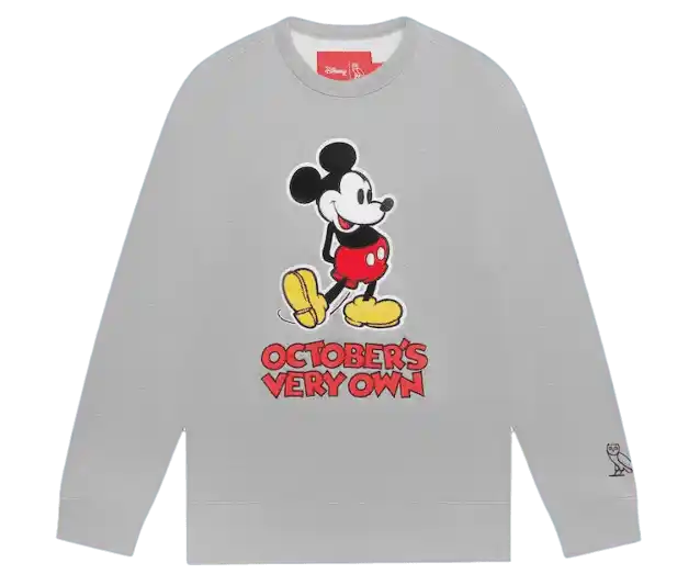 OVO x Disney Classic Mickey Crewneck - Heather Grey
