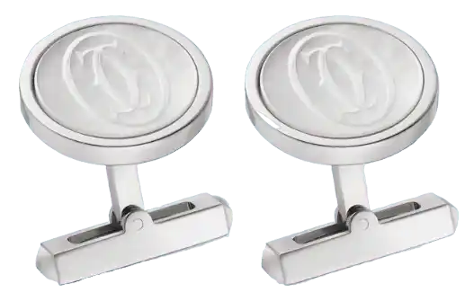 Cartier Double C De Cartier Logo Cufflinks With Engraved Mother-Of-Pearl