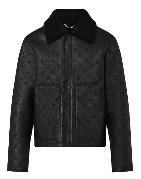 Louis Vuitton Shearling Embossed Monogram Jacket - Black