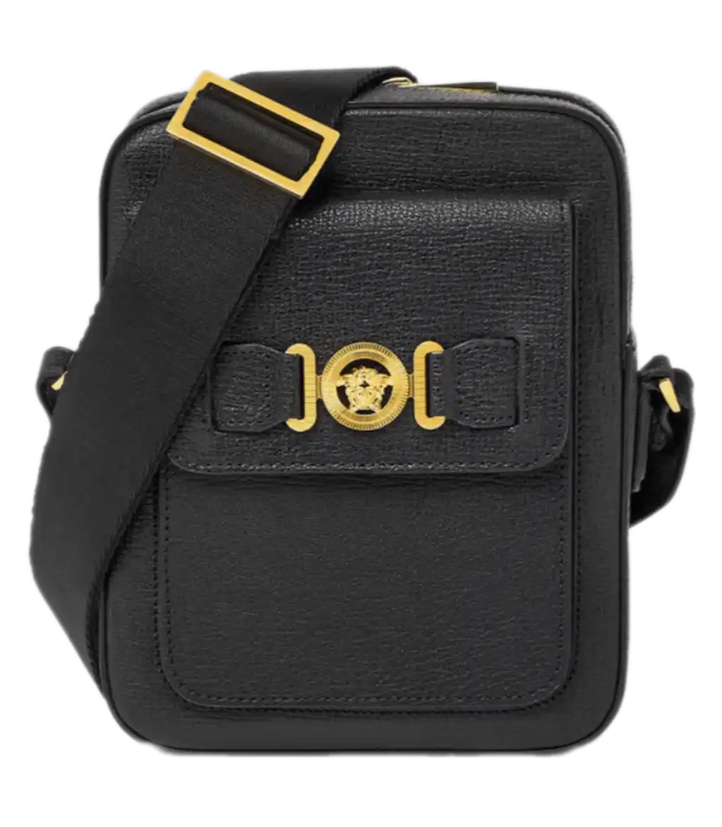 Versace Medusa Biggie Crossbody Bag - Black and Gold