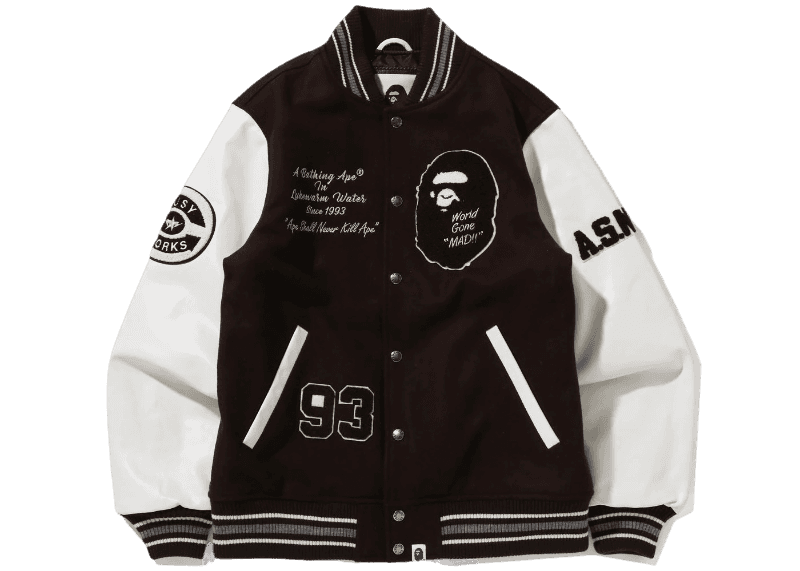 BAPE A Bathing Ape Varsity Jacket - Brown