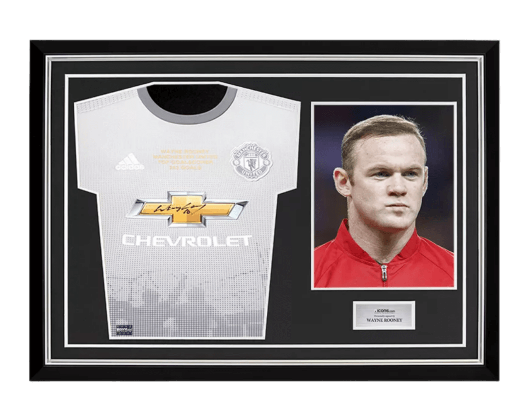 Wayne Rooney Front Signed Manchester United 2017-18 Third Shirt: 253 Top Goalscorer Edition In Hero Frame