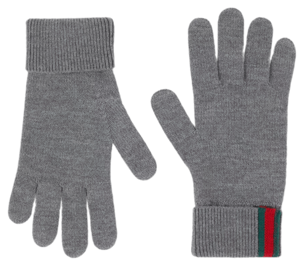 Gucci Wool Gloves with Web - Grey