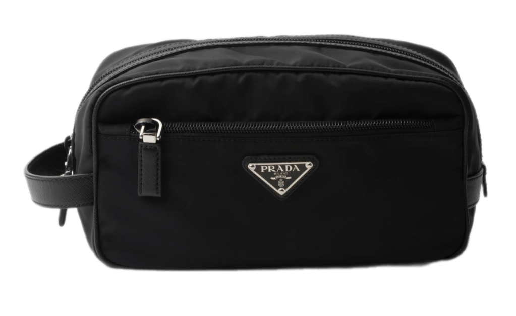 Prada Re-Nylon and Saffiano Leather Travel Pouch - Black