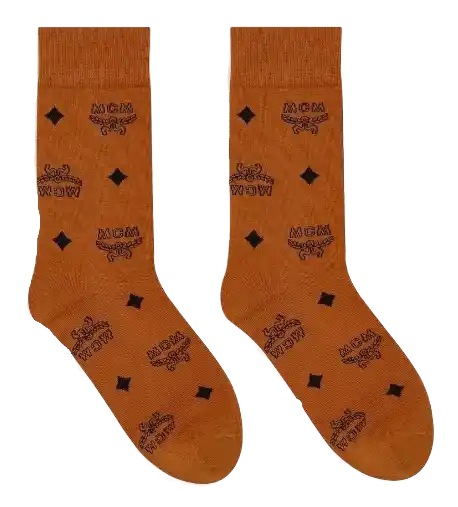 MCM Monogram Knit Socks - Cognac