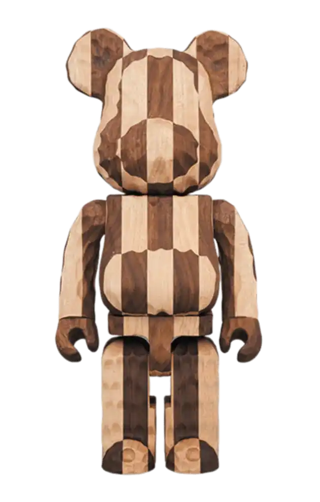 Bearbrick Karimoku Fragment Carved Wooden Longitudinal Chess 400% - Wood