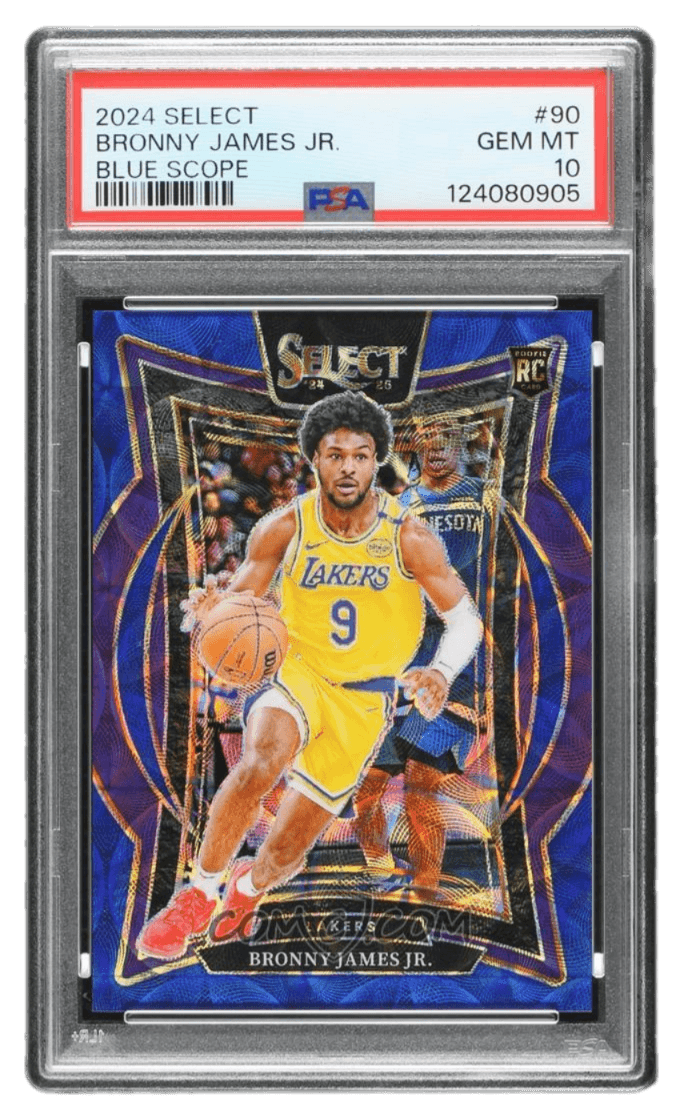 2024-25 Panini Select - Blue Scope Prizm #90 - Concourse - Bronny James Jr. /249 PSA 10