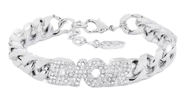 Dior Italic Chain link Bracelet - Silver-Finish Brass and White Crystals