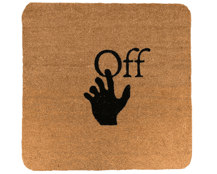 OFF-WHITE Hand Logo Doormat - Beige Black