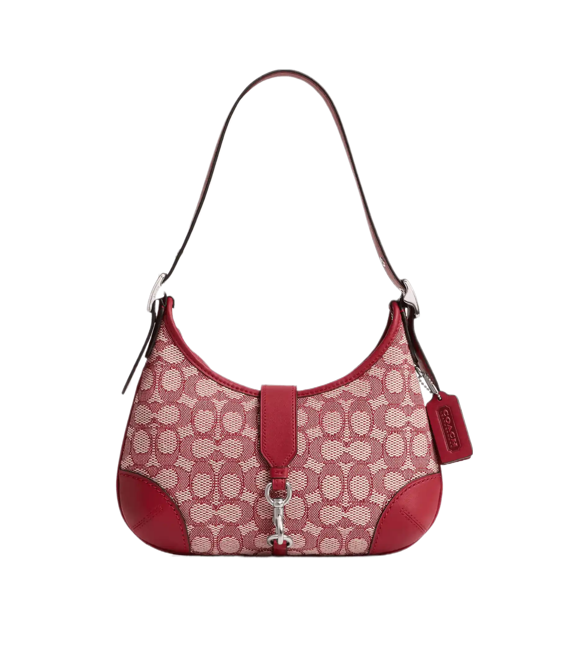 Coach Hamptons Hobo Bag In Signature Textile Jacquard - Lh/Ruby Ivory