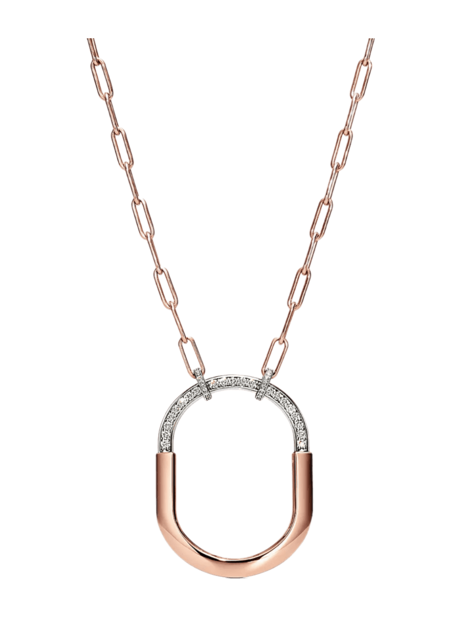 Tiffany Lock Pendant - Rose and White Gold with Diamonds