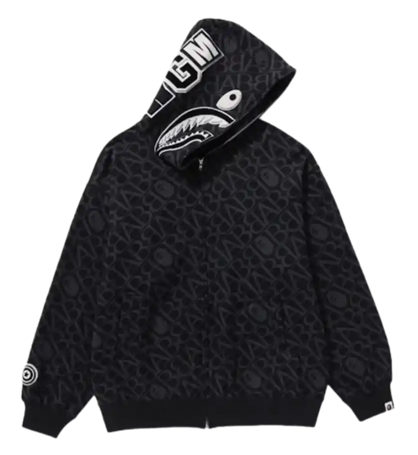 BAPE Monogram Full Zip Hoodie - Black