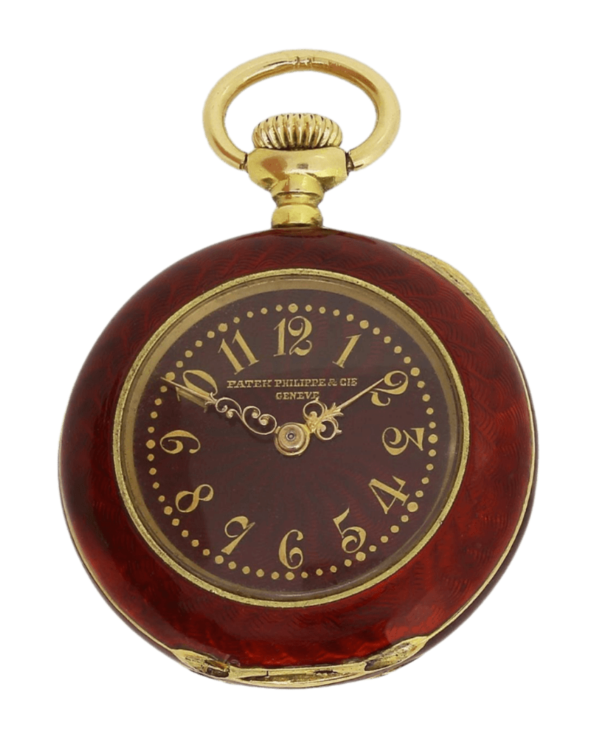 Patek Phillipe Red Gilloché Enamel Pendant Watch