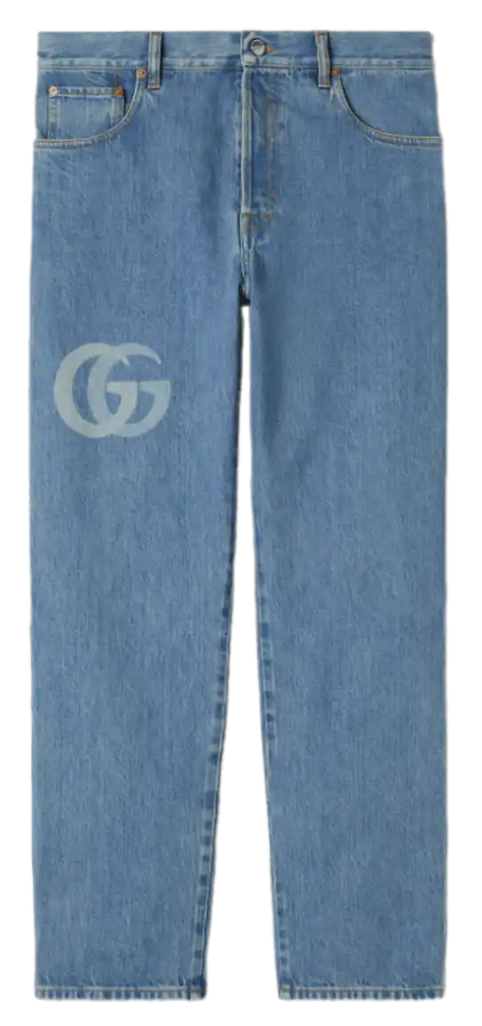 Gucci Lasered Double G Denim Pant - Blue