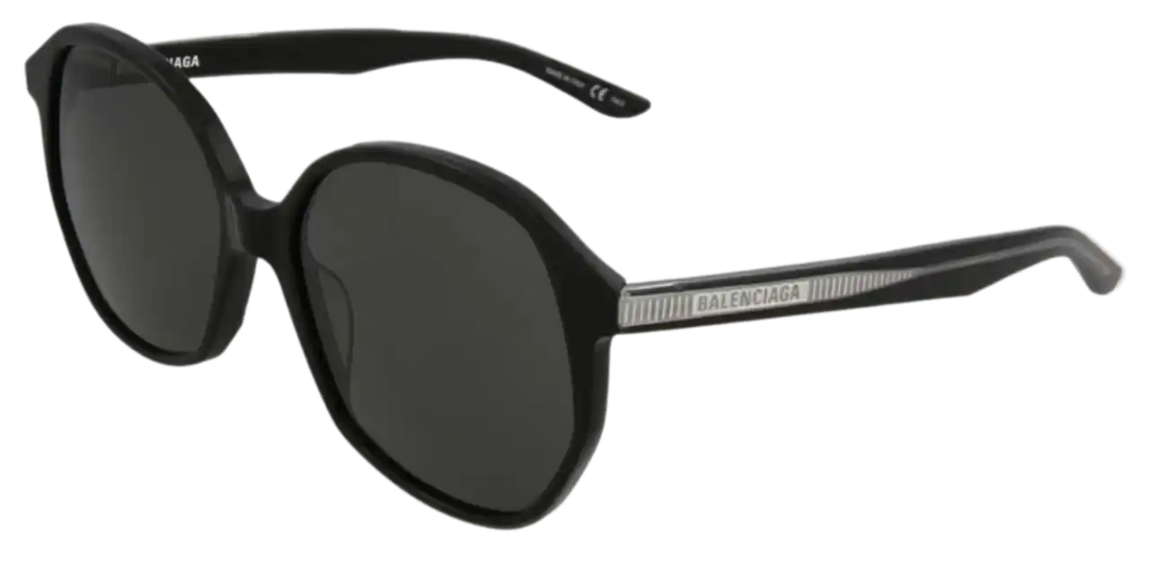 Balenciaga Oversized Round Acetate Sunglasses - Black/Grey