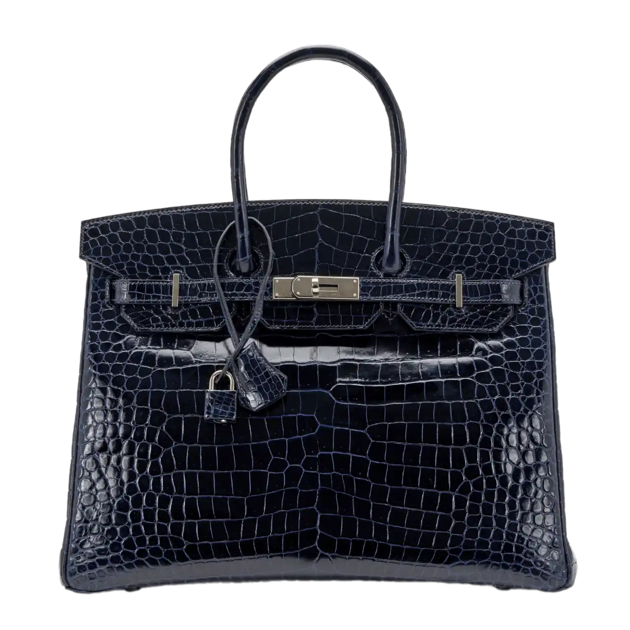 Hermès Bleu Marine Shiny Porosus Crocodile Birkin 35 Palladium Hardware, 2013