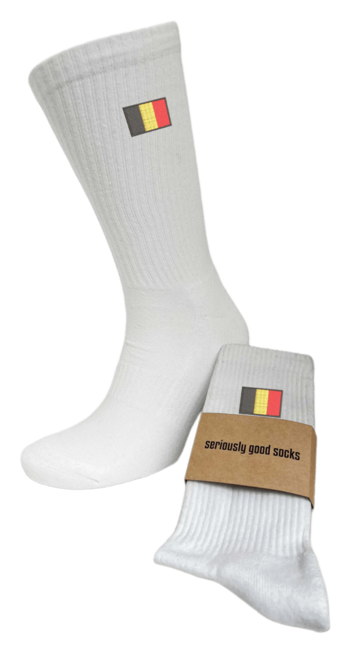 Embroidered Belgium Flag Crew Sport Socks