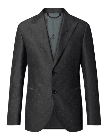 LVSE Single-Breasted Embossed Monogram Jacket - Dark Gray
