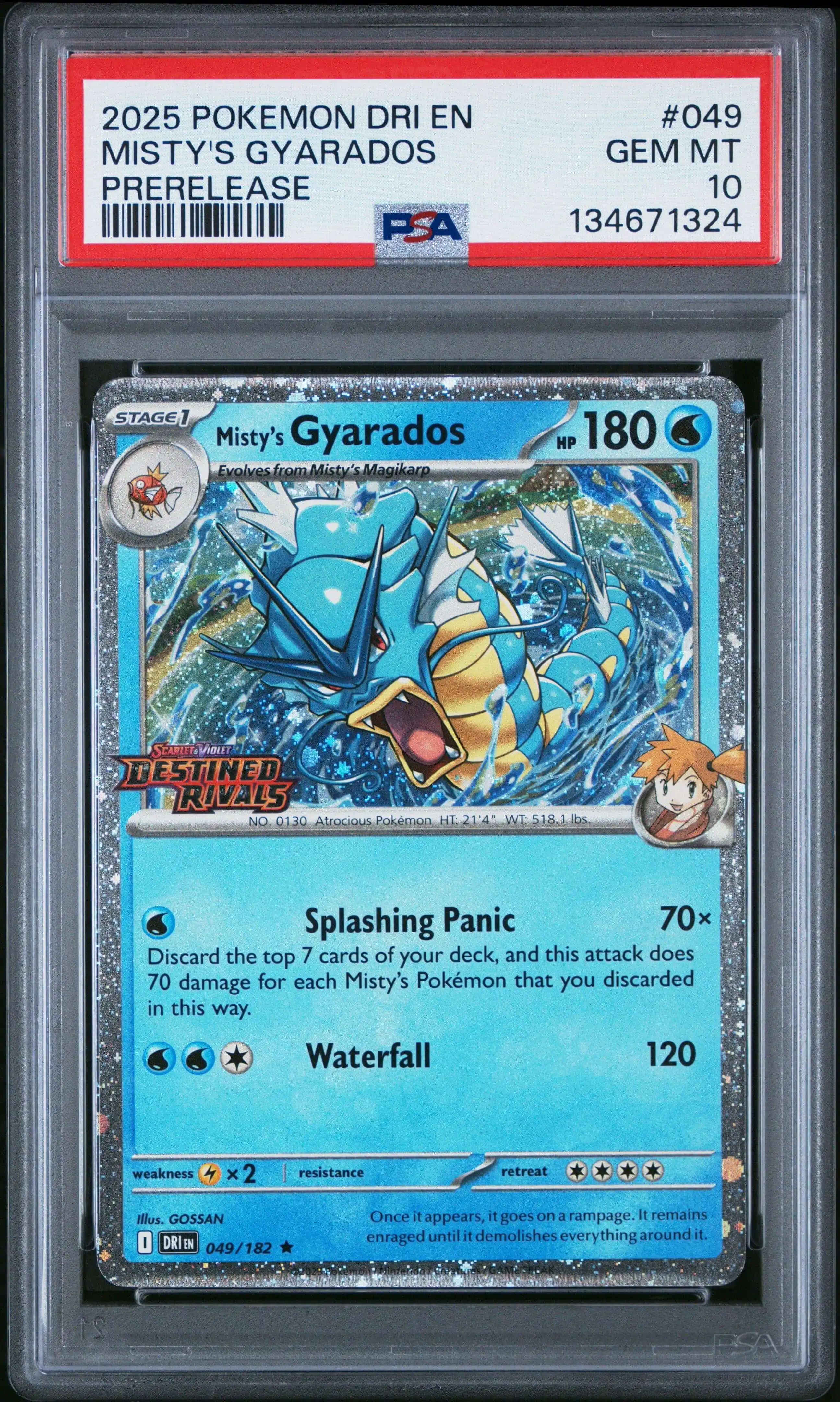 2025 Pokemon Dri En-destined Rivals 049 Misty's Gyarados Prerelease PSA 10
