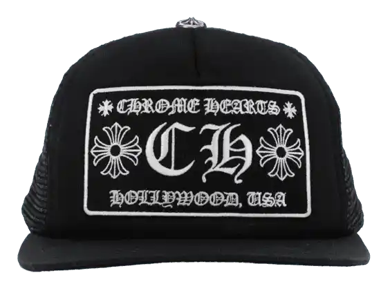 Chrome Hearts CH Hollywood Trucker Hat - Black/Black