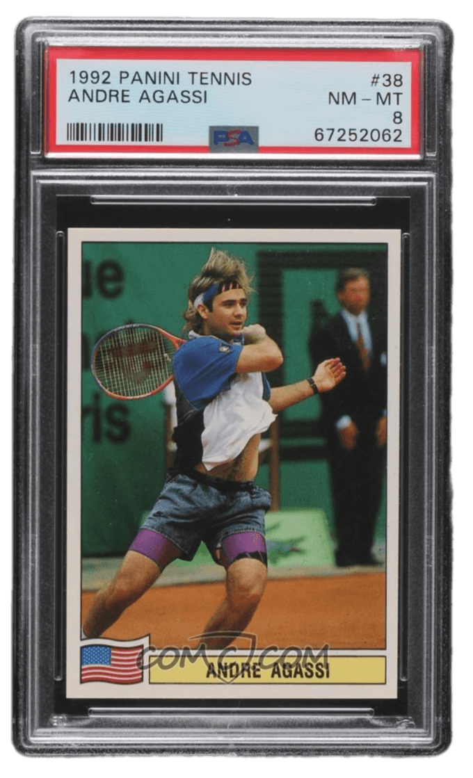 1994 Panini ATP Tour Tennis Stickers - #38 - Andre Agassi PSA 8