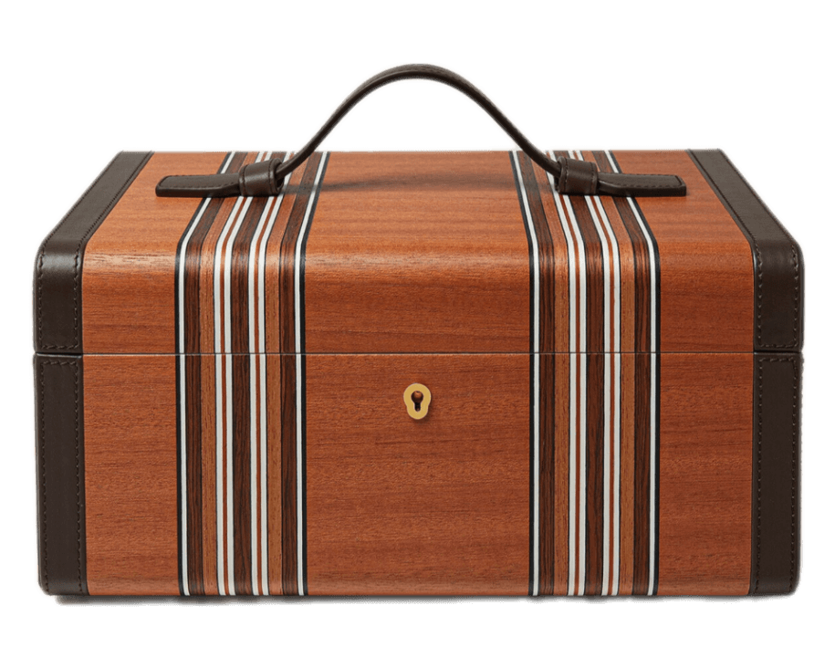 Large Loro Piana Intarsia Watch Box - Natural Mahogany/Dark Chocolate