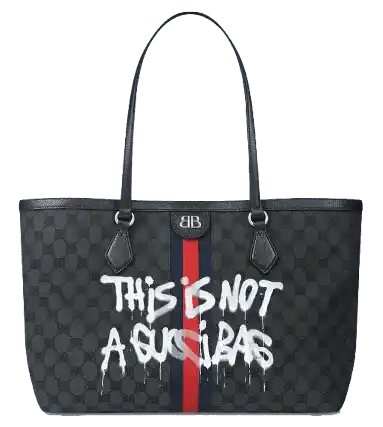 Gucci x Balenciaga The Hacker Project Graffiti Medium Tote Bag - Black