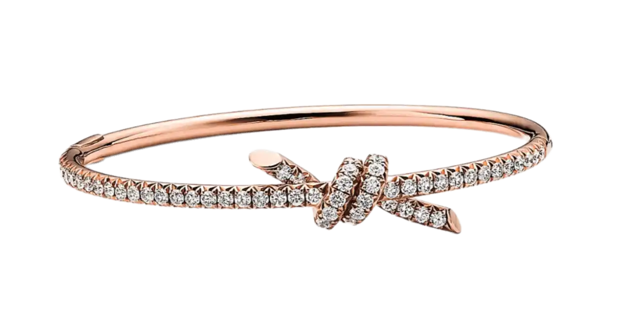 Tiffany Knot Bangle - Rose Gold with Diamonds