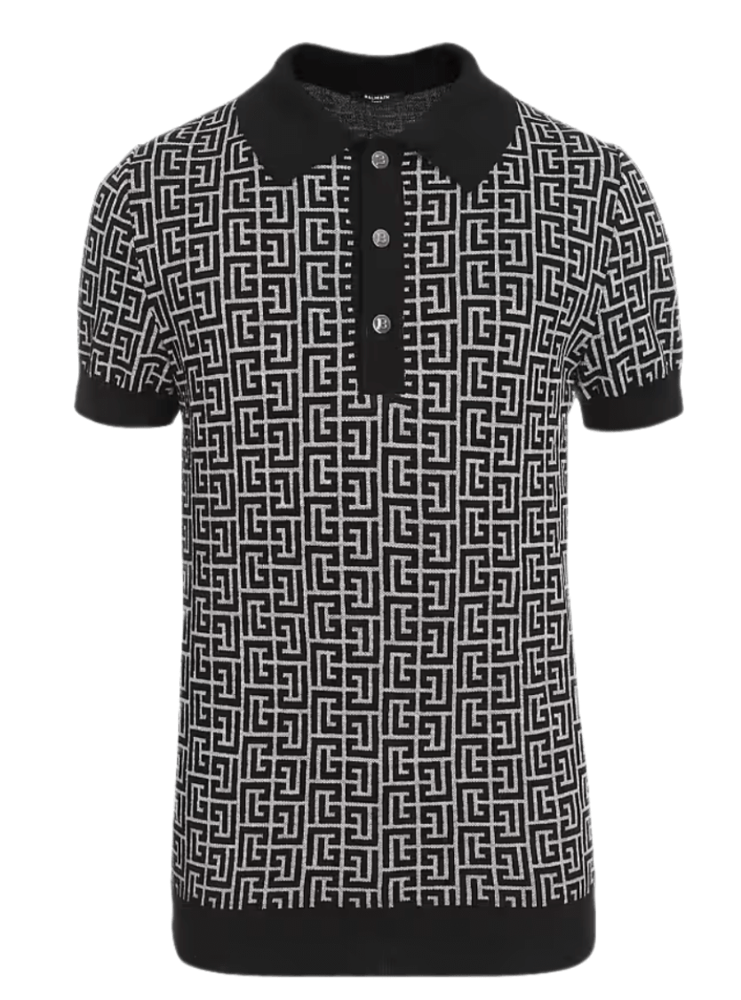 Balmain Monogrammed Polo Shirt - Black