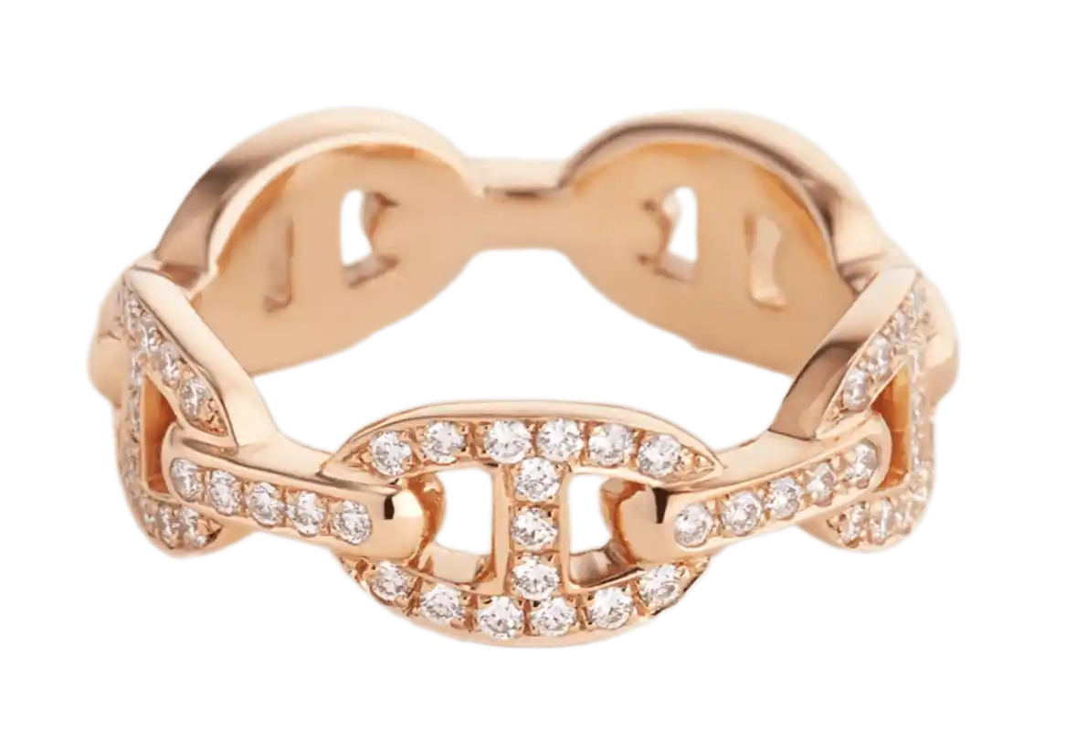 Hermès Chaine d'ancre Enchainee Ring, Small Model - Rose Gold