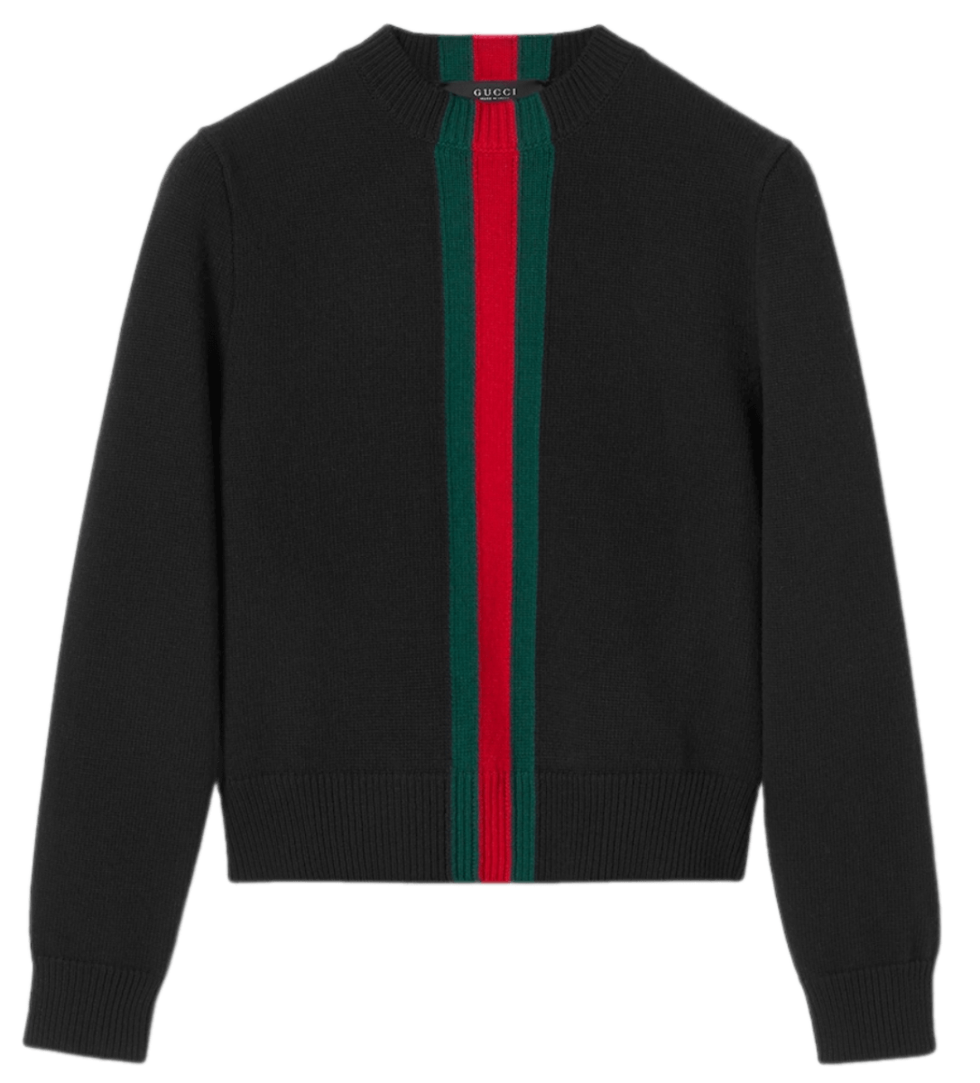 Gucci Fine Knit Wool Sweater with Web - Black