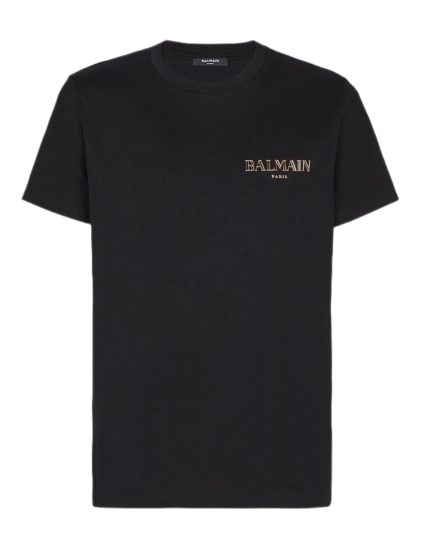 Balmain T-shirt with Vintage Gel Balmain Logo - Black