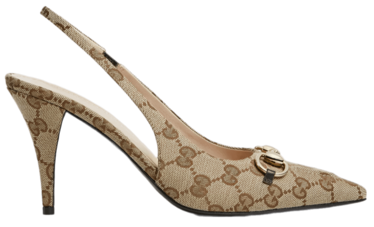 Gucci Slingback Pump with Horsebit - Beige/Ebony