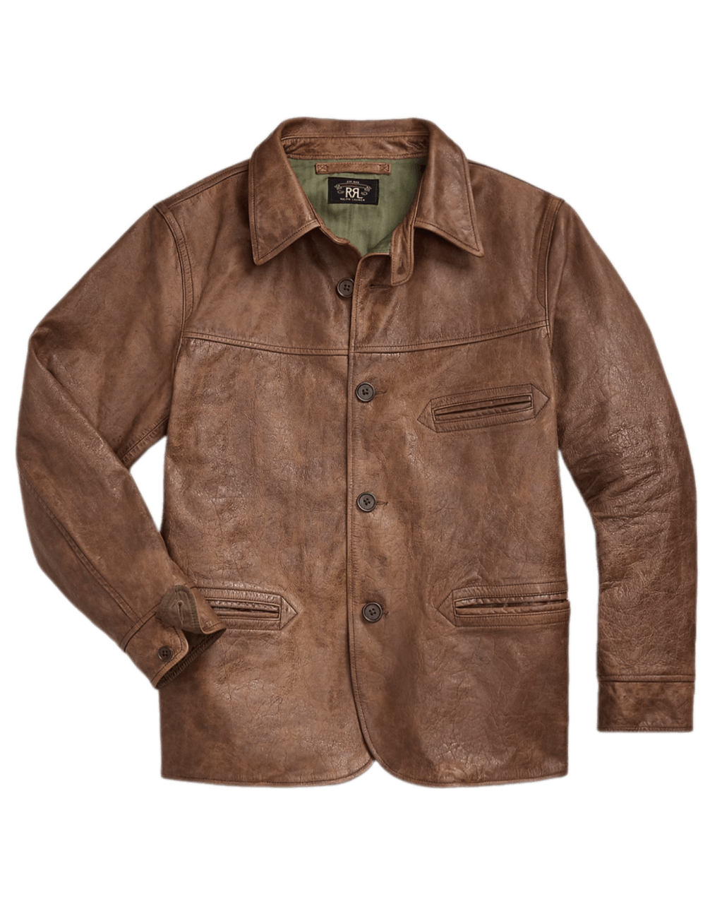 RPL Leather Car Coat - Vintage Tan