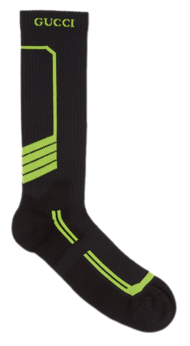 Gucci Cotton Socks with Embroidery - Black/Green