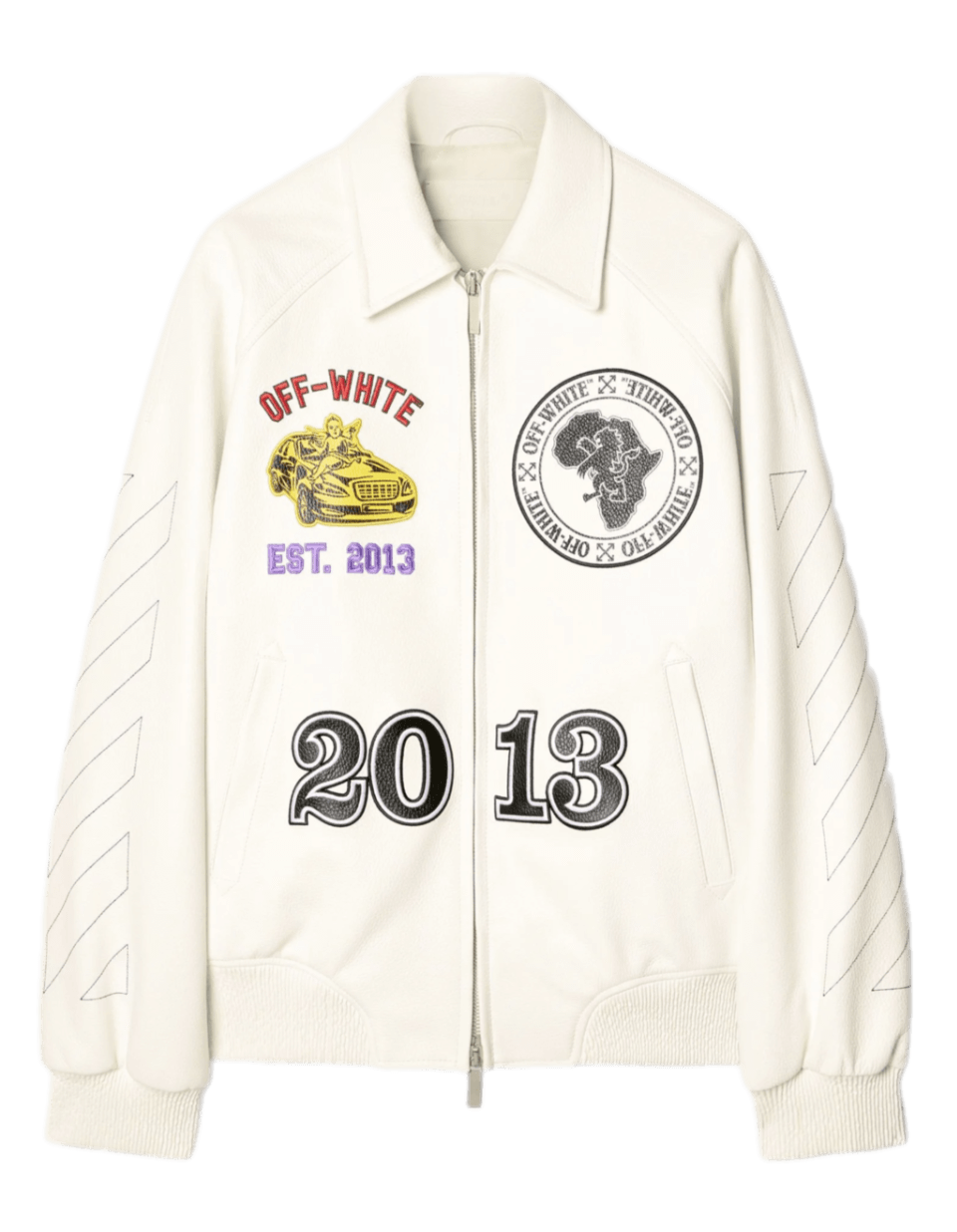 Off-White Rhino Leather Raglan Varsity Jacket - White