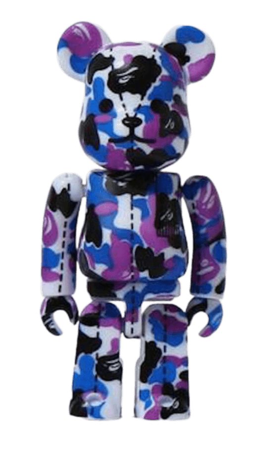 Bearbrick x A Bathing Ape 28th Anniversary Camo 2 100% - Purple/Blue/Black