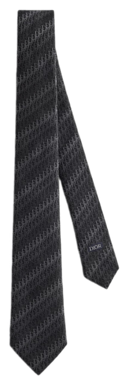 Dior Oblique Trio Tie - Black Silk